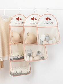 1PC Lưới hình trái tim in, tủ quần áo có thể gập lại, túi đựng đồ treo, dùng để phân loại và sắp xếp tủ quần áo và sau cửa, cất giữ tất, đồ lót, đồ lót, túi lưới, tủ quần áo, đồ treo, đầu giường ký túc xá, sau cửa và túi đựng đồ đa năng gắn tường - Nhiều màu - Xem 4
