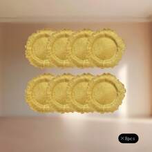 4/6/8/10/12件套豪华烫金装饰盘（13英寸/33厘米），优雅波浪边，适合日常用餐、派对装饰、开斋节和宰牲节庆祝活动，经久耐用，防溅水，易于清洁，营造聚会氛围，可用作餐桌中心装饰盘。 - 金PQXH- - 查看 12