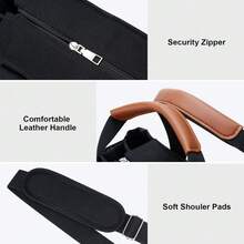 Bolso de lona con múltiples bolsillos para mujer, elegante y espacioso bolso bandolera, duradero, de gran capacidad, versátil, con cómoda correa de hombro y compartimentos organizados. - Negro - Ver 4