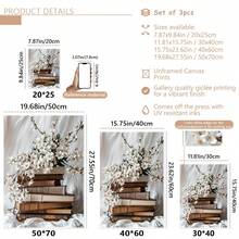 3 件/套无框帆布墙面艺术画花卉和书籍适用于家庭、客厅、咖啡店、办公室、墙面装饰艺术、豪华壁挂、海报、墙面艺术、房间装饰用品、现代、植物 - 彩色 - 查看 6
