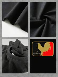 Playera de verano para hombre, estampado de gallo, cuello redondo, manga corta, 100 % algodón, 220 g, algodón grueso, cómoda