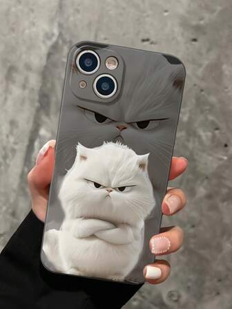 精准孔白色愤怒猫彩绘防摔手机壳适用于 14、 14 Pro、 14 Pro Max、3D 卡通手机壳适用于 13、 13 Pro、 13 Pro Max、 11、 11 Pro Max、 12、 12 Pro、 12 Pro Max、防摔手机壳适用于 XR、卡通手机壳适用于 7/8/SE2、兼容 15、 15 Pro、 15 Pro Max、 16、 16 Pro、 16 Pro Max / 适用于 S21、S22、S23、S24、S25 系列的手机壳防水防震防刮