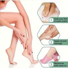 1 套硅胶保湿袜子和手套，适用于脚跟龟裂和粗糙皮肤软化，无香型，足部和手部护理，个人美容和指甲护理产品