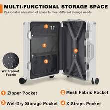 Luggage Set 20+28 Inch 2 Piece Aluminum Frame , ABS+PC Hard Shell Lightweight Rolling Suitcase With Universal Wheels & TSA Lock For Travel & Business White - 白色 - 查看 4