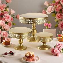 1 chiếc giá đựng bánh màu vàng, giá trưng bày tráng miệng bằng kim loại, giá trang trí bàn tiệc cưới, khay bánh sinh nhật, giá đựng trà chiều, bàn tiệc buffet - Nhiều màu - Xem 4