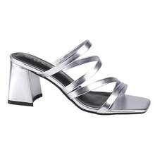 Giày sandal gót vuông BELOVELY - Thiết kế mũi vuông mang lại sự thoải mái, phong cách, hoàn hảo cho những dịp thường ngày hoặc trang trọng - Bạc - Xem 2