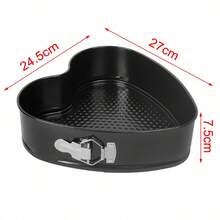 1 molde para hornear pasteles, molde para pasteles de embrión, molde de fondo móvil, molde para pasteles caseros antiadherente, molde de fondo plano para hornear en casa. - Forma de corazón 24,5cm - Ver 2