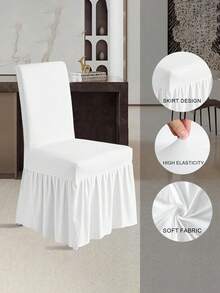 1/2/4件装纯色牛奶丝长裙式椅套，全覆盖防滑耐用可水洗高弹力，易于安装，通用家具保护套，适用于派对、婚礼、宴会、活动、餐饮、庆典等场合。