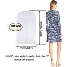 10 Pack 40in Clothing Dust Cover, Transparent Clothing Dust Bag, Dry Cleaner Clothing Hanging Bag, Translucent Dust Cover, Reusable Dust Bag, Washable Non-Woven Clothing Bag, Thickened Zipper Suit Cover Hanger, Dust Cover Waterproof Clothing Cover, Wedding Dress Protective Cover, Suitable For Coats, Shirts, Skirts, Pants And Other Clothing Suitable For Wardrobe, School, Office, Home, Travel, Bag Storage, Clothing Storage, Clothing Dustproof, Christmas, Back To School Supplies - 無色 - 查看 3