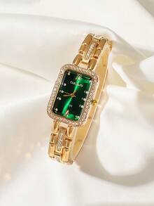 1pc New Arrivals Square Dial Women Watch, Elegant Fashionable Style With Roman Numerals And Rhinestone, Suitable For Party,Holiday,Birthday,The Best Gift Watch For Ladies