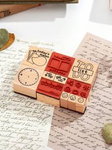 1 Set Of Vintage Number, Weather Pattern Wooden Stamps, Personalized Design Exquisite Wooden Crafts Wooden Stamps For Date Filling Tools For Calendars And Notebooks