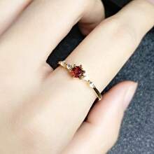 1 anel elegante de cobre rubi da moda para mulheres, uso diário