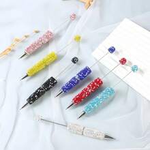 6pcs Rhinestone Embellished Beaded Ballpoint Pen DIY Materials Kit, Sparkly Creative Stationery Supplies Suitable For Gifts In Holidays - Multicolor - View 4
