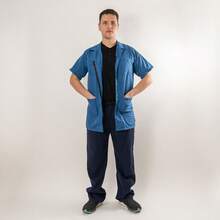 BLUE GOWN WITH BADGE HOLDER Plain Regular - Blue - View 2
