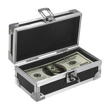 Cash Box With Lock, Aluminium Alloy Money Box For Cash Lockable Money Storage Box Single Row Currency Tray Cash Organizer Piggy Bank For Collector - 黑色 - 查看 1