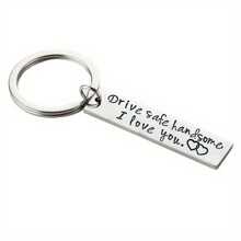 Stainless Steel Key Rings, Engraved With 'Safe Driving, I Love You' Message - Durable, Heart-Shaped Symbol Design - Perfect Gift For Couples, Weddings, Anniversaries, And Romantic Occasions, Cute Keychain
