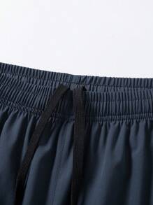3-Counts Men's Summer Thin Ice Silk Quick-Dry Bermuda Shorts With Loose Straight Fit And Brand Logo Print