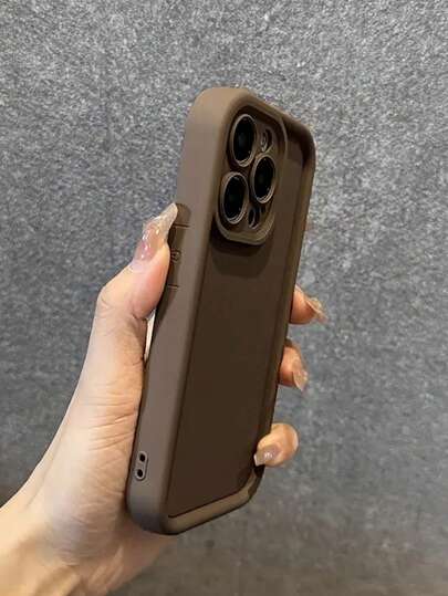 1PC Solid Color Anti-Slip Lens Protection Shock-Proof Phone Case, Matte Textured Design, Fashionable Full Body Protection, Compatible With Iphone 16 15 14 13 12 11 XR XS XsMax Waterproof Anti-Fall Scratch Resistant