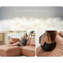 114" L-Shaped Modular Sectional Sofa – 4-Seat Oversized Cloud Couch With Down Feather Fill, Chaise, And Ottoman For Living Room - 棕色 - 查看 6