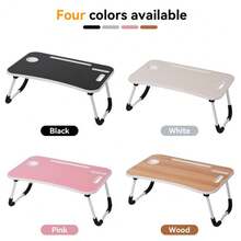 Laptop Bed Desk, Portable Foldable Laptop Table, Lap Desk Tray Table With 4 USB Ports, Storage Drawer And Cup Holder, For Bed/Couch Working, Reading - Pink - View 3
