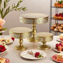 1 chiếc giá đựng bánh màu vàng, giá trưng bày tráng miệng bằng kim loại, giá trang trí bàn tiệc cưới, khay bánh sinh nhật, giá đựng trà chiều, bàn tiệc buffet - Nhiều màu - Xem 2