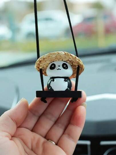 1 件可爱创意熊猫汽车挂件，汽车内饰产品，汽车后视镜挂饰，汽车装饰