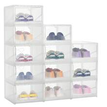 TrumanPick X-Large Shoe Storage Boxes,12 Pack Storage Bins Organizer,Space Saving Shoe Boxes Clear Plastic Stackable Sneaker Containers, White - 6 - 查看 5