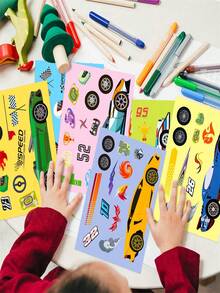 6pcs/Pack Racing Car DIY Puzzle Stickers, New Cross-Border Product - Multicolor - View 4