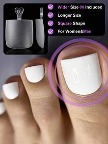 550/600 Pcs Transparent Square Shape Longer And Wider Square Toenails Matte Full Cover Large Toenail Tips With Pre-Shaped For Easy Sizing Fit For Women And Men Decor The Break Nails - Clear - View 7