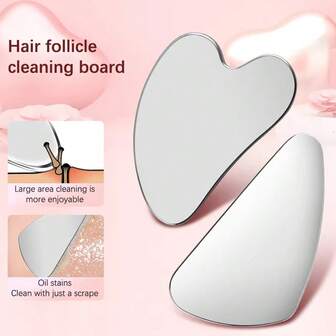 Stainless Steel Hair Follicle Cleansing Blackhead Scraper Gua Sha Scraper Massager For Facial Skin Care Board Face Massager
