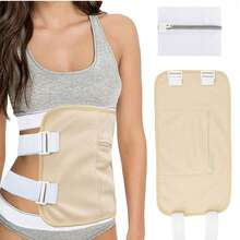 Kit de envoltura de aceite de ricino orgánico con correa ajustable para el hombro y bolsillo de almacenamiento, reutilizable (no se incluye el aceite de ricino) (Caqui) Accesorios de gimnasio - Caqui - Ver 1