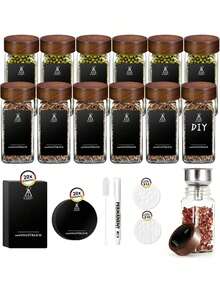 12 Square Bottles Of Acacia Wood