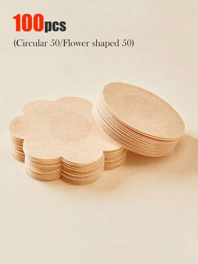 100/50/10 piezas Parche descartable para el pecho, parche invisible para el pecho, anti-convexo, transpirable y ultra fino, cubre pezones de tela, cubre pezones descartable femenino invisible, parche adhesivo invisible anti-hundimiento para vestidos de verano sin hombros y vestidos de boda, cubre pechos desechable elástico de gran tamaño de tela no tejida, parche anti-exposición y anti-flacidez para pechos, adecuado para mujeres de talla grande.