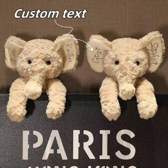 1 pieza Peluche de elefante personalizado con texto personalizado, muñeco de peluche de elefante suave, adecuado para regalos de niños, regalos de baby shower, regalos para recién nacidos, regalos de cumpleaños para novio/novia/familia/amigos/compañeros de trabajo, regalos para fiestas de bodas, regalos festivos, decoración del hogar, regalos de Navidad, regalos de Halloween