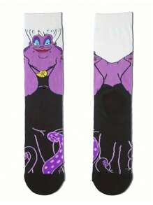 Disney 2 pares de calcetines cómodos tipo tripulación con diseño de bruja de Blancanieves del personaje de dibujos animados, resistentes al olor, con absorción de sudor, transpirables, estilo halloween, perfectos para regalos, fiestas, uso diario, eventos casuales, personajes de Disney Bruja Vieja