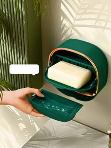 1个带沥水盘的豪华皂碟，防水皂盒，适用于淋浴间，壁挂式设计，带翻盖，是浴室的理想之选，也是开学必备品。