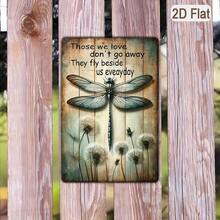 1PC Tin Sign 2D Flat, Dragonfly With Inspirational Quote, Those We Love Do Not Go Away, Vintage Garden Art, Rustic Wall Decor, Perfect For Living Room Or Garden, 8x12 Inches/ 20x30 Cm - 8x12 inch/20x30cm-1 cái - Xem 5