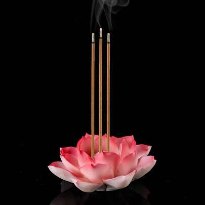 1pc Ceramic Lotus Flower Incense Burner, Incense Holder, Floral Aroma Diffuser, Spiritual Relaxation Home Decor, Suitable For Home, Office, Bedroom, Living Room, Multiple Colors Available