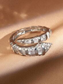 rakol 1 件蛇形可调节戒指，带锆石装饰，时尚独特设计 - 開口戒指 - 查看 4