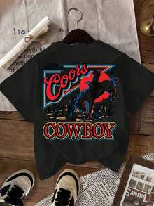 قميص كاجوال بياقة طاقم مطبوع بطبعة الكاوبوي الغربية لأحجام كبيرة