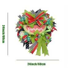 24-Inch Watermelon Summer Wreath - Farmhouse Rustic UV-Resistant Mesh Door Hanger With Faux Fruits, Checkered Ribbon & Daisy Accents - Hello Summer Sign, Mother's Day Gift For Indoor/Outdoor Welcome Decor, Watermelon Decor