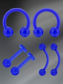 CIZME 6 件 16G 8/10mm UV Rook 透明鼻环耳环眉环唇钉亚克力柔性耳钉穿孔饰品男女通用，鼻中隔环鼻钉穿孔饰品透明 Bioflex 耳屏固定器弧形杠铃 UV 穿孔固定器适合日常佩戴 - 套裝 - 查看 8