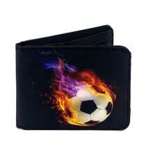 Portofel cool pentru băieți Portofele durabile din material textil Suport pentru numerar pentru card de credit Portofele estetice Kawaii drăguțe cu fereastră de identificare cu buzunar pentru monede pentru băieți adolescent băieți bărbați tineri băieți băieți adolescent (imprimat fotbal)