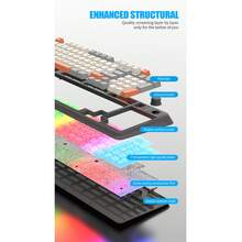 XUNFOX 1 pieza Teclado con cable, teclado mecánico con iluminación de tres colores para juegos, con perilla de ajuste de volumen y teclas de conmutación, apto para escritorio y portátil - Ver 8
