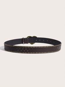 1pc Vintage Buckle Print Pattern PU Leather Belt, Unisex Fashion Versatile Accessory Suitable For Everyday Wear - Coffee - View 4