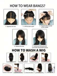 8 英寸合成假发，带中侧刘海、无缝法式斜刘海