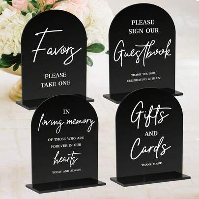 5x7 Inch Acrylic Wedding Ceremony & Reception Signs, Wedding Guest Book Sign, Card & Gift Table Sign, Take One Sign, In Loving Memory Sign, Wedding Reception Decor