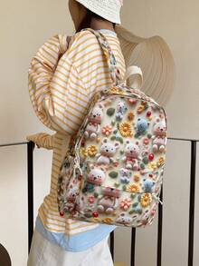 Backpack For Girls, High School Students, Cute Cat Print, Large Capacity Backpack For Girls - Multicolor - View 6