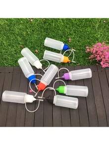 6 piezas Botellas dispensadoras de punta fina de precisión, botellas divisorias, botellas de jeringa para exprimido, envases de 10 ml de punta de aguja para pegamento, de colores aleatorios, aptas para manualidades DIY, laboratorio, pintura, tinta, arte acrílico - Material de plástico duradero, suministros de arte, botellas de pegamento - Color aleatorio - Ver 6