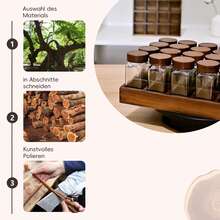 SAEIV Elegant Acacia Wood Tray Spice Rack With Glass, Wooden Spice Rack + 12 120ml Square Spice Jars, Spice Labels, Natural Spice Organizer, Spice Rack With Glass, Spice Organizer - 12 Acacia Wood Trays - View 4